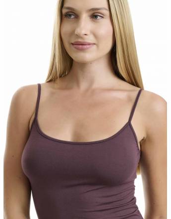 Walk Γυναικεία Τοπ με λεπτή τιράντα από bamboo Καφέ Μπορντώ W2201_83